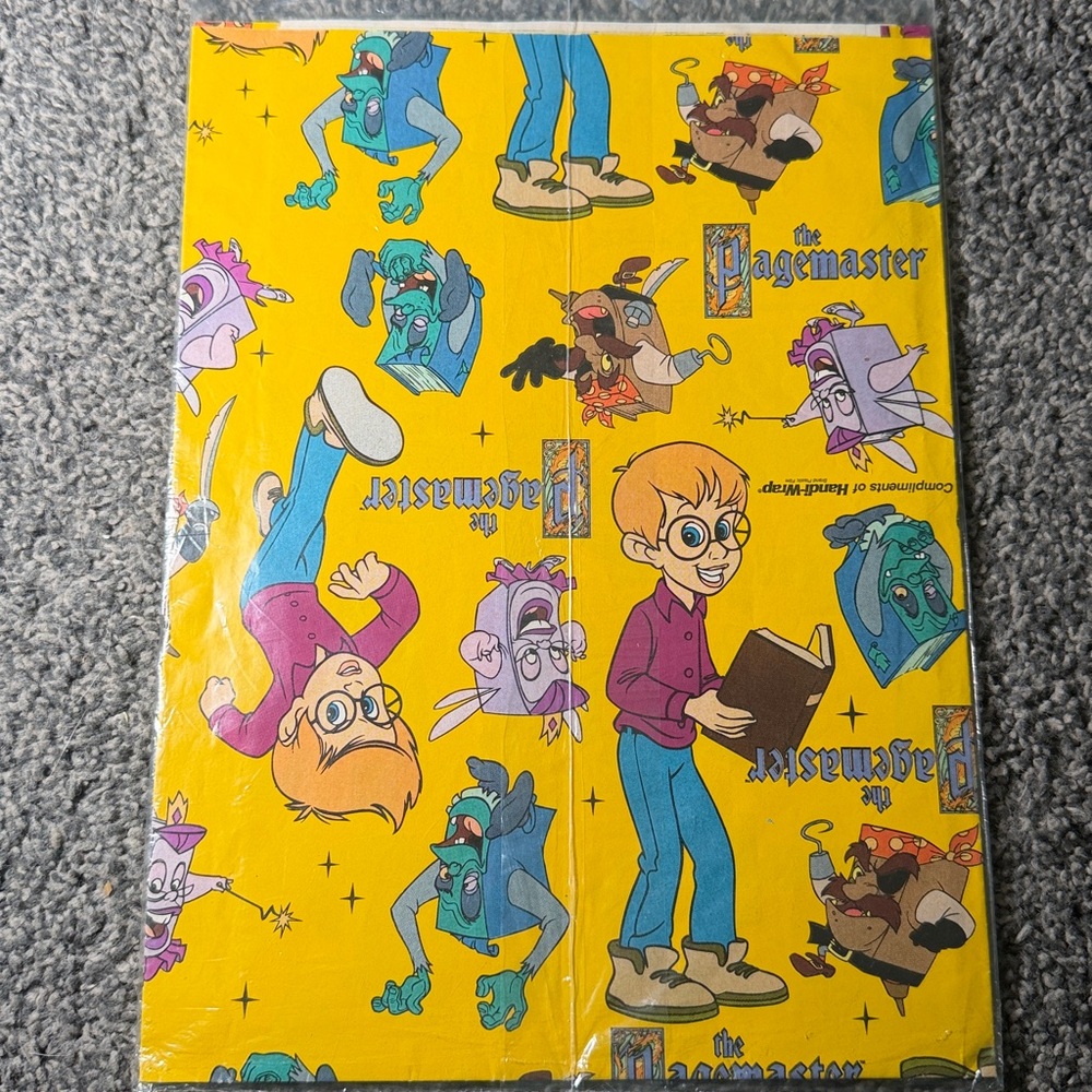 5/$25 VINTAGE Birthday Wrapping Paper The Pagemaster - Picture 3 of 3